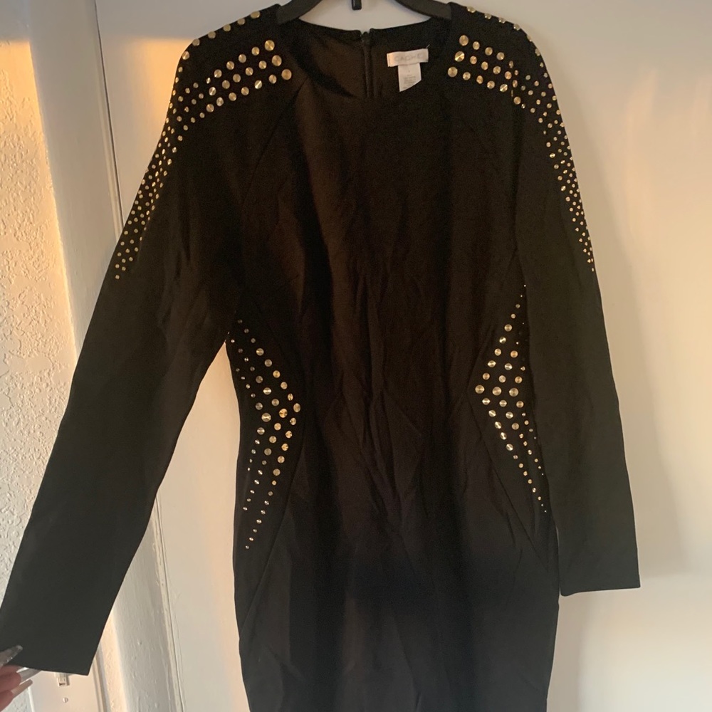 Cache black gold stud dress